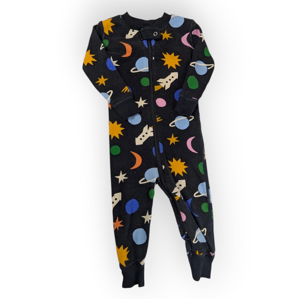 Hanna Andersson Kids Space Rocket Planet Organic Cotton Sleeper Pajamas 18-24M